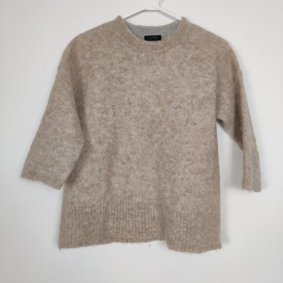 J. Crew Women's Knit Sweater Sz Small Alpaca Wool Beige Minimalist Simple Daily - Picture 1 of 8